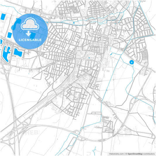 Wiener Neustadt, Lower Austria, Austria, city map with high resolution roads.