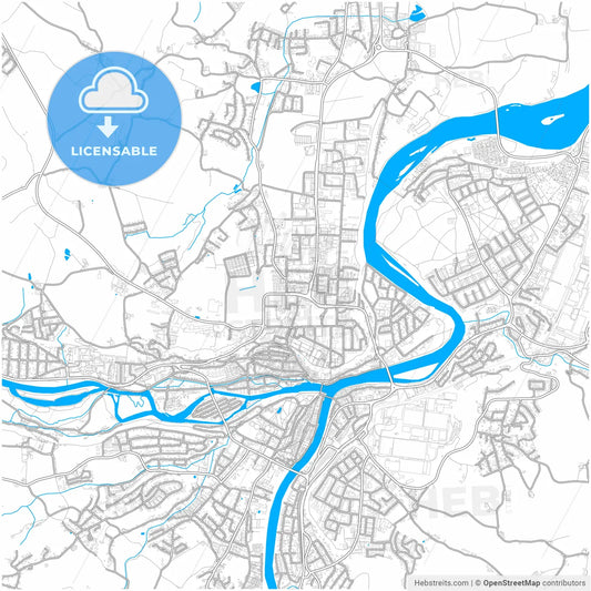 Steyr, Upper Austria, Austria, city map with high resolution roads.