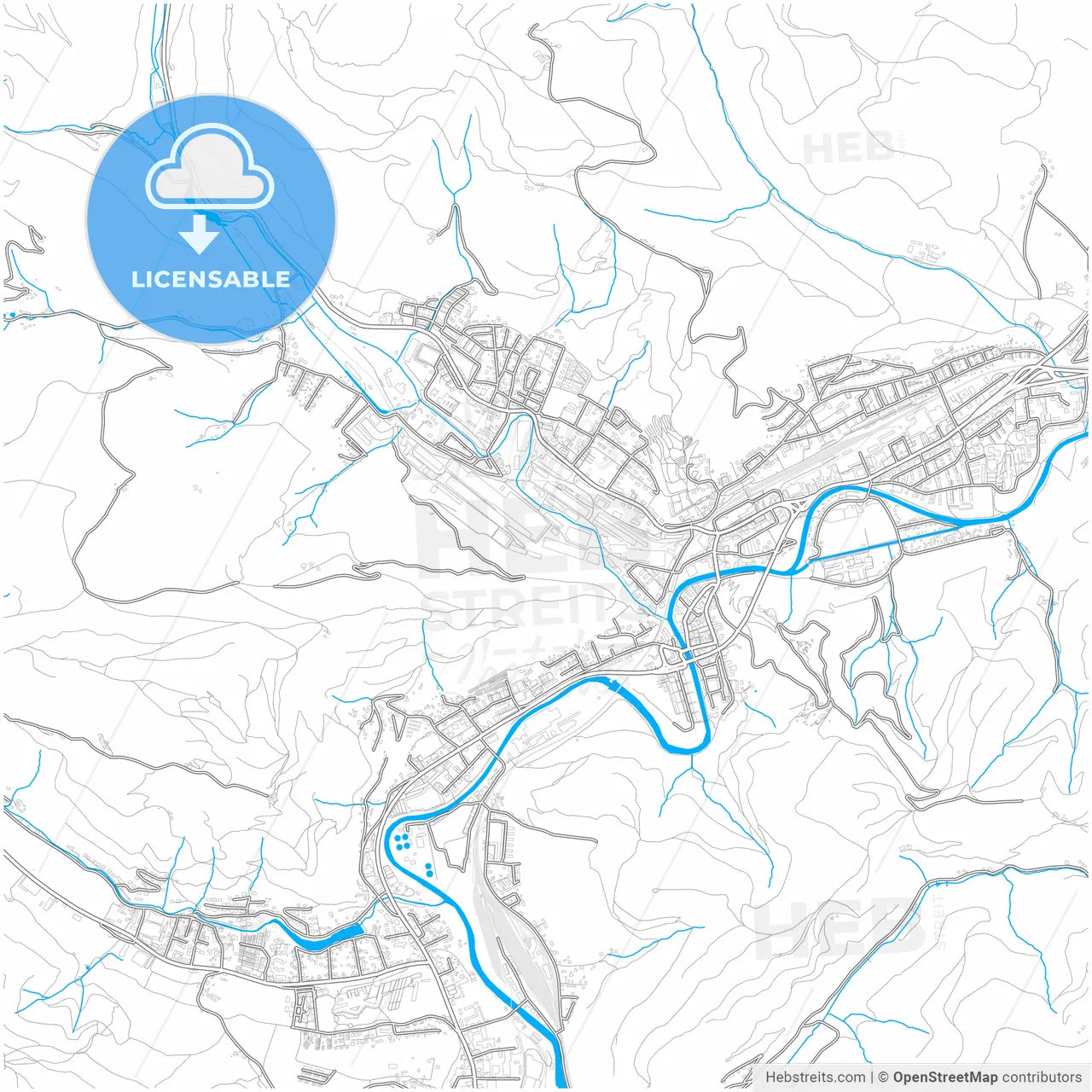 Kapfenberg, Styria, Austria, city map with high resolution roads.
