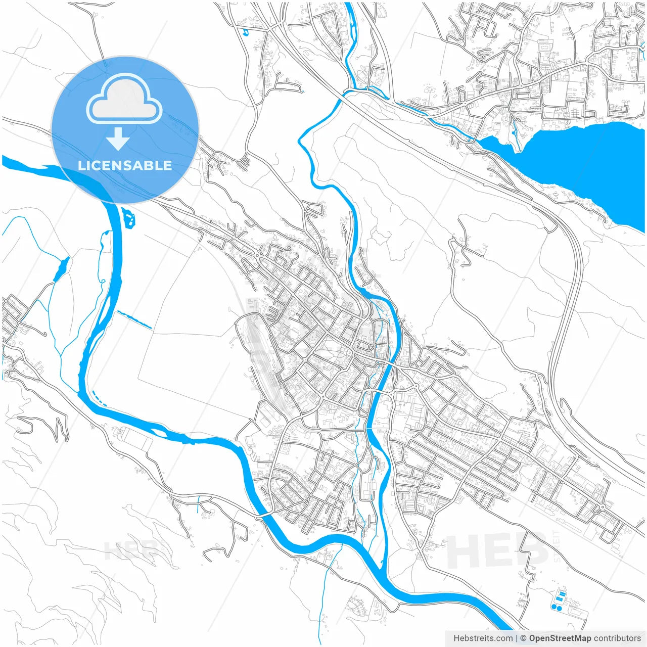 Spittal an der Drau, Carinthia, Austria, city map with high resolution roads.