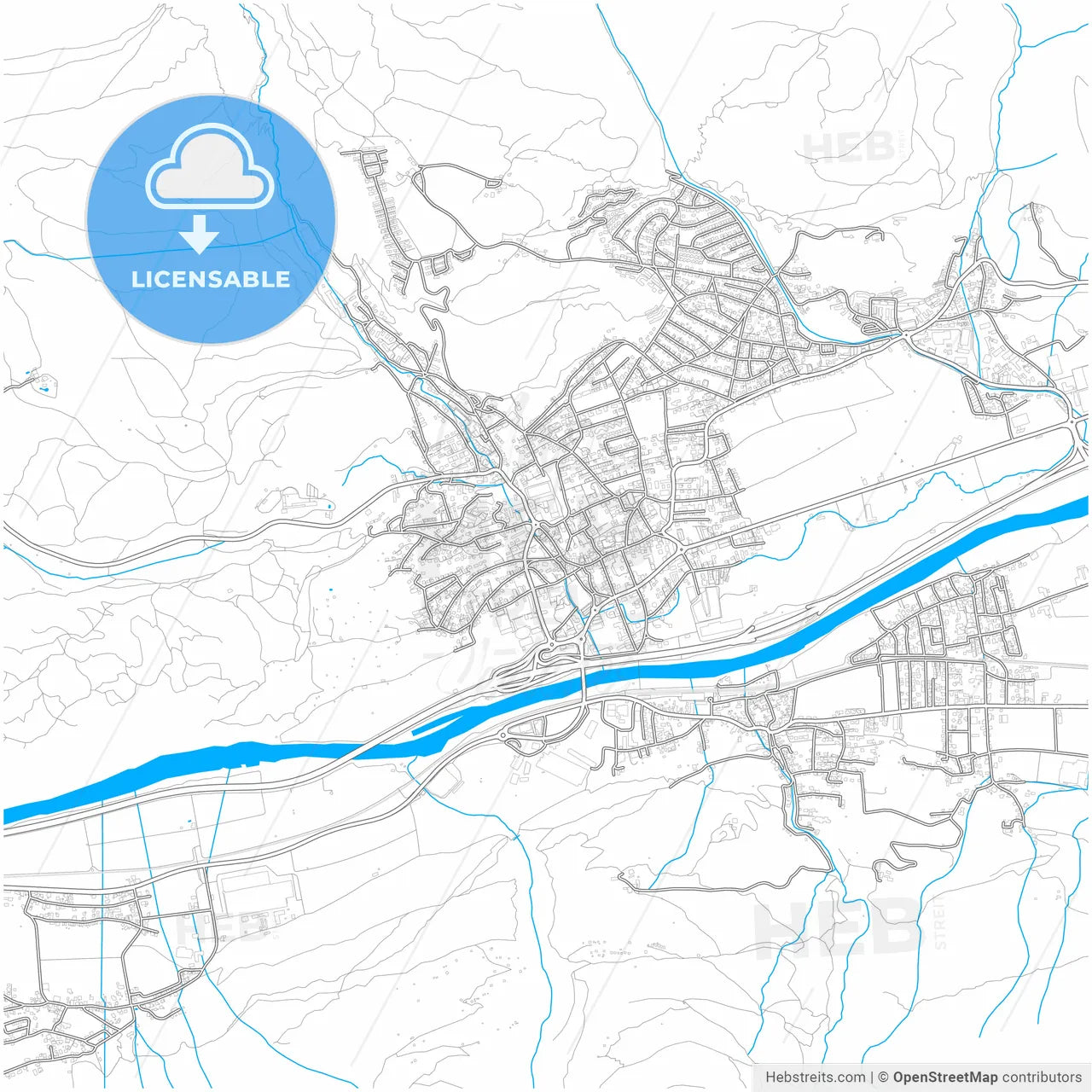 Telfs, Tyrol, Austria, city map with high resolution roads.