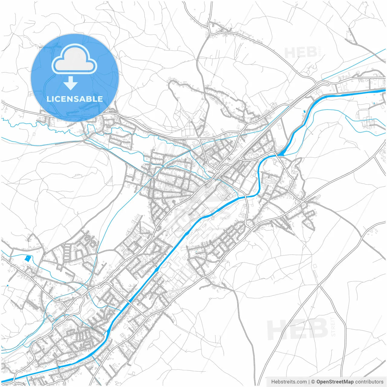 Ternitz, Lower Austria, Austria, city map with high resolution roads.