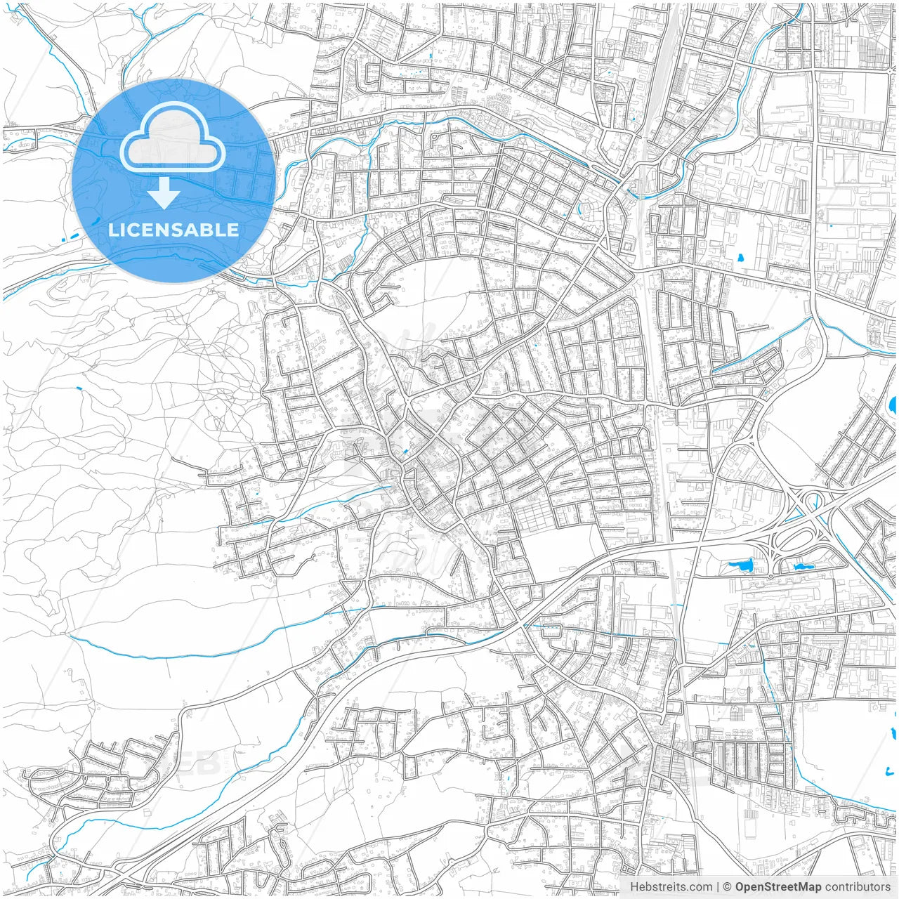 Perchtoldsdorf, Lower Austria, Austria, city map with high resolution roads.