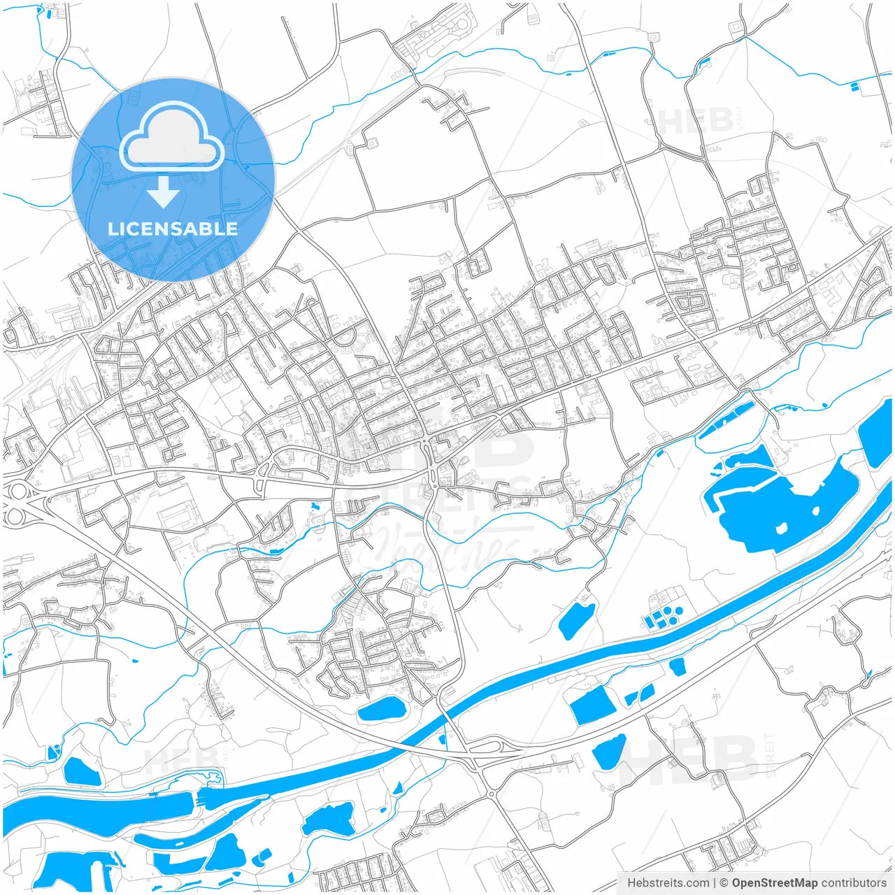 Marchtrenk, Upper Austria, Austria, city map with high resolution roads.