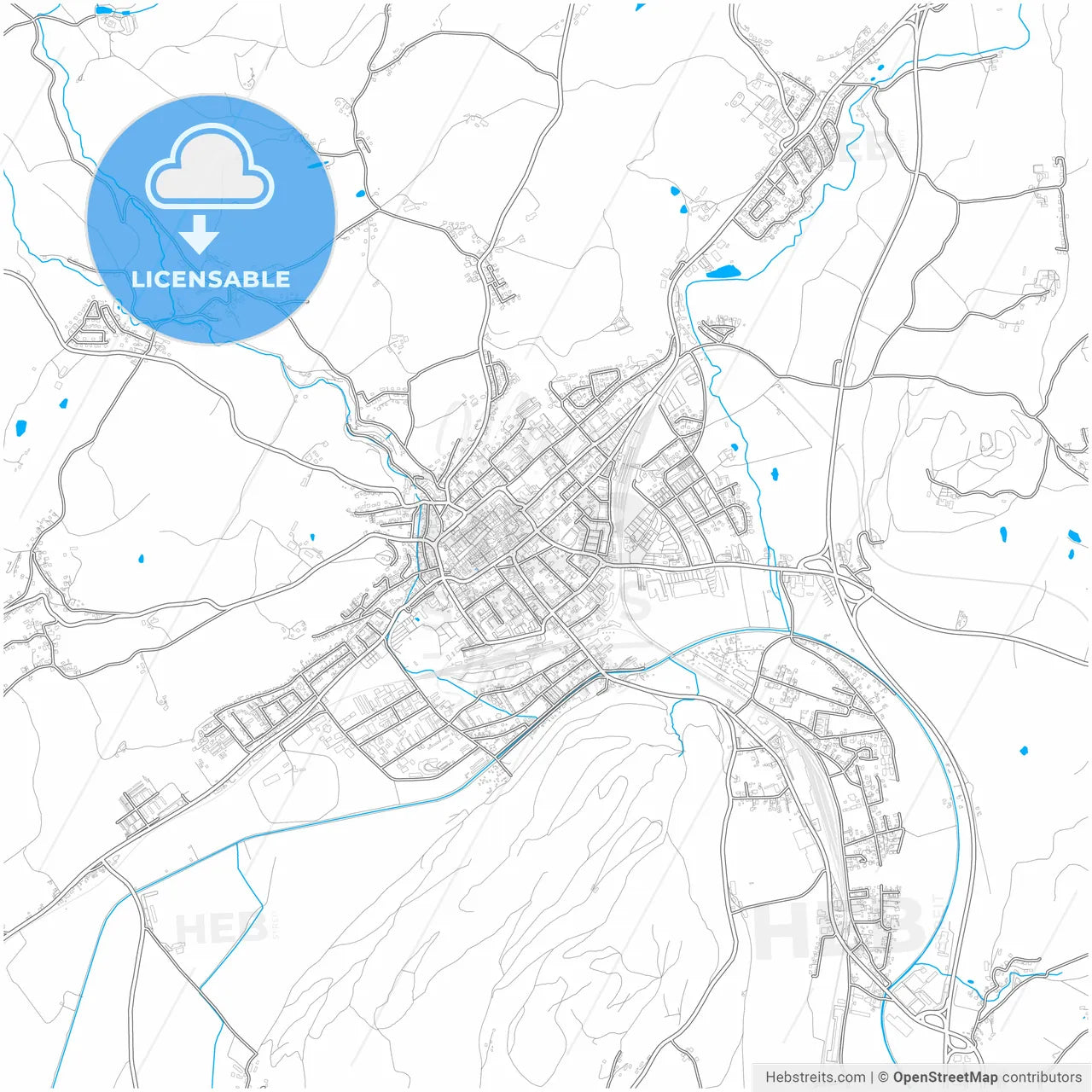 Sankt Veit an der Glan, Carinthia, Austria, city map with high resolution roads.