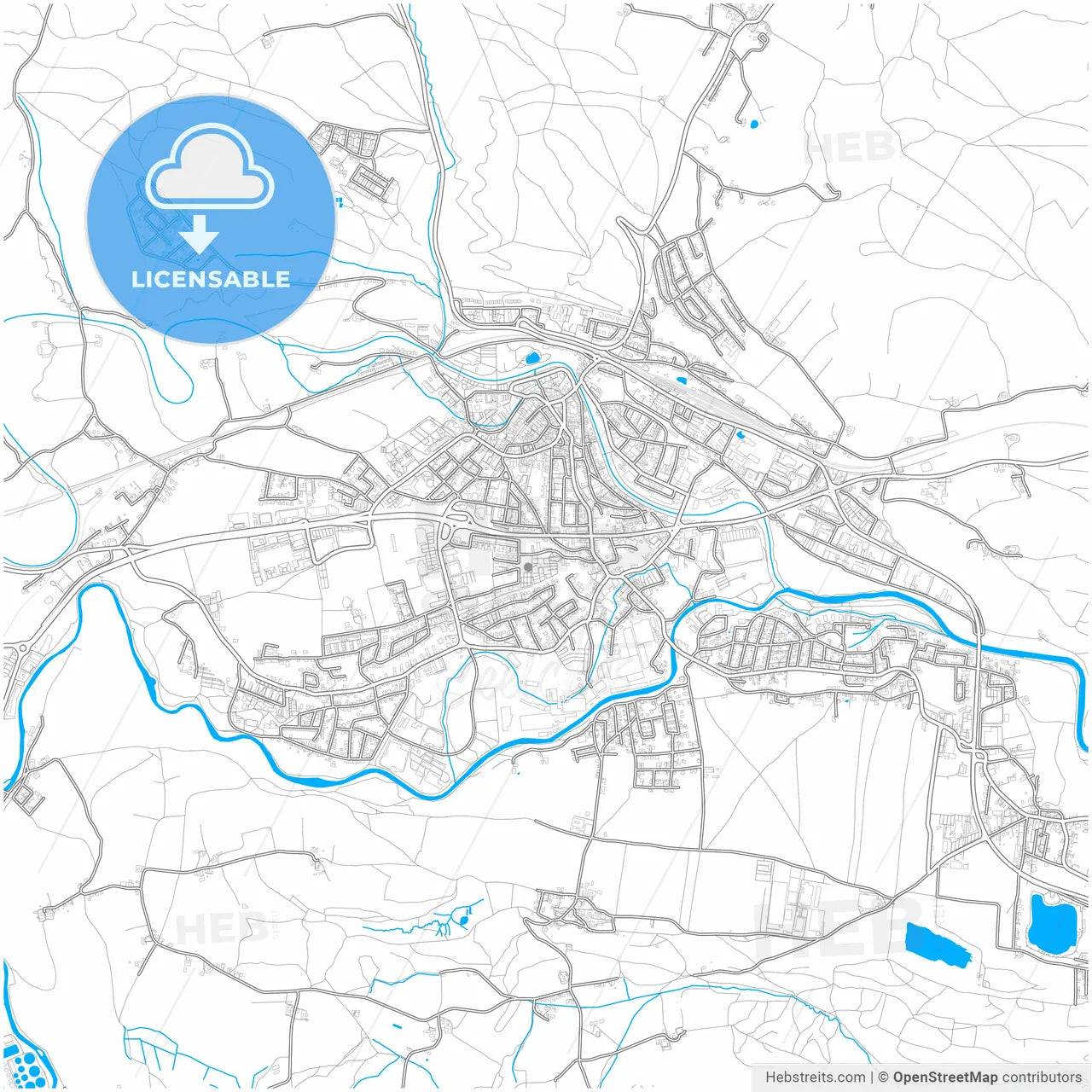 Vöcklabruck, Upper Austria, Austria, city map with high resolution roads.