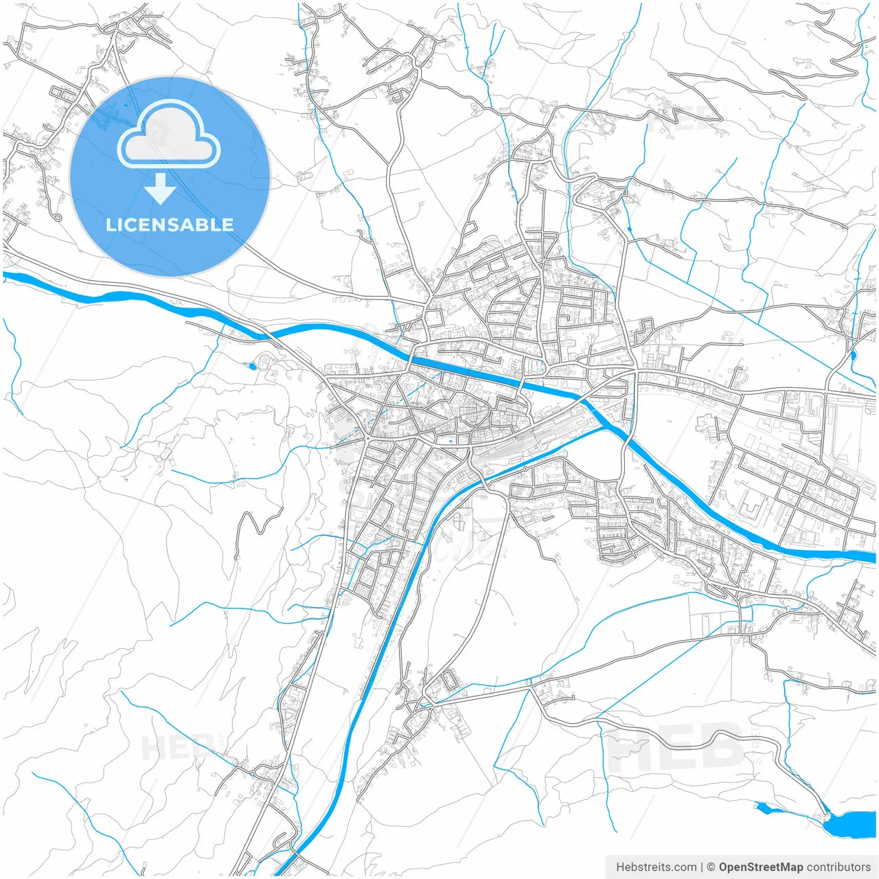 Lienz, Tyrol, Austria, city map with high resolution roads.