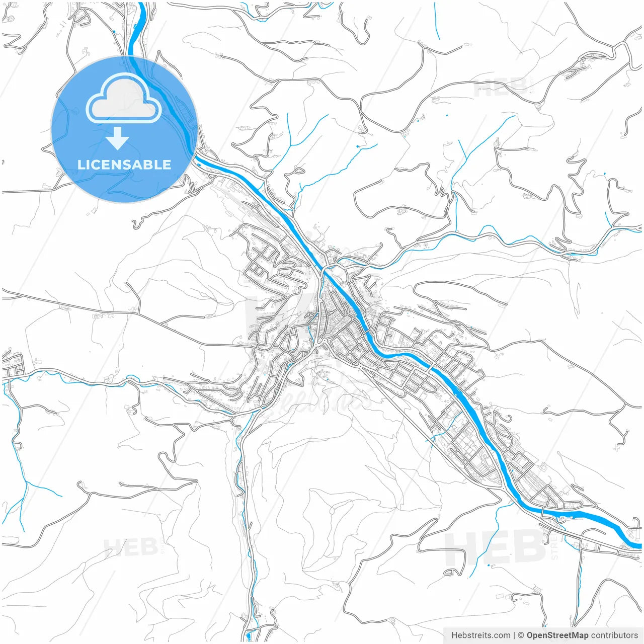 Waidhofen, Lower Austria, Austria, city map with high resolution roads.
