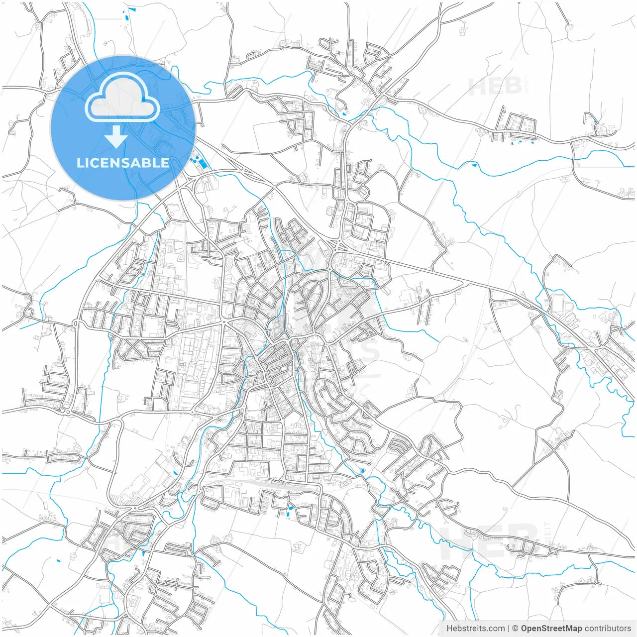 Ried im Innkreis, Upper Austria, Austria, city map with high resolution roads.