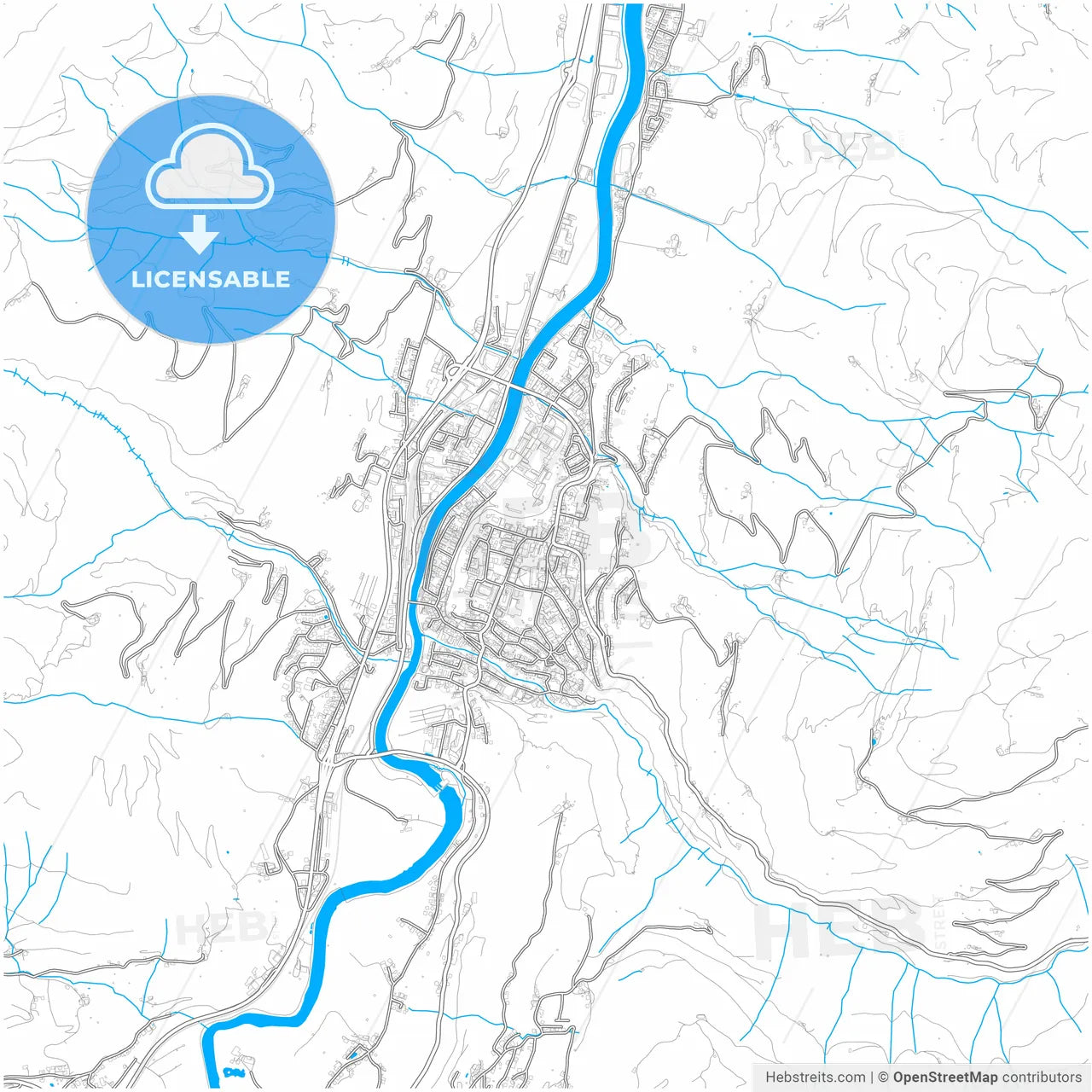 Sankt Johann im Pongau, Salzburg, Austria, city map with high resolution roads.