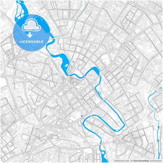 Minsk, Belarus, city map with high resolution roads.