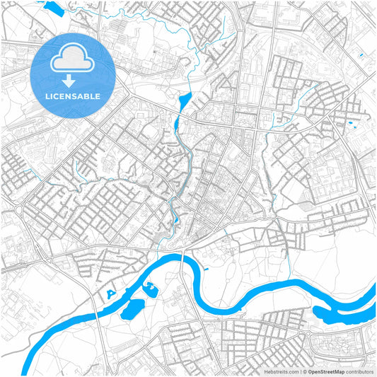 Mogilev, Voblasć, Belarus, city map with high resolution roads.