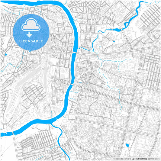 Vitebsk, Voblasć, Belarus, city map with high resolution roads.