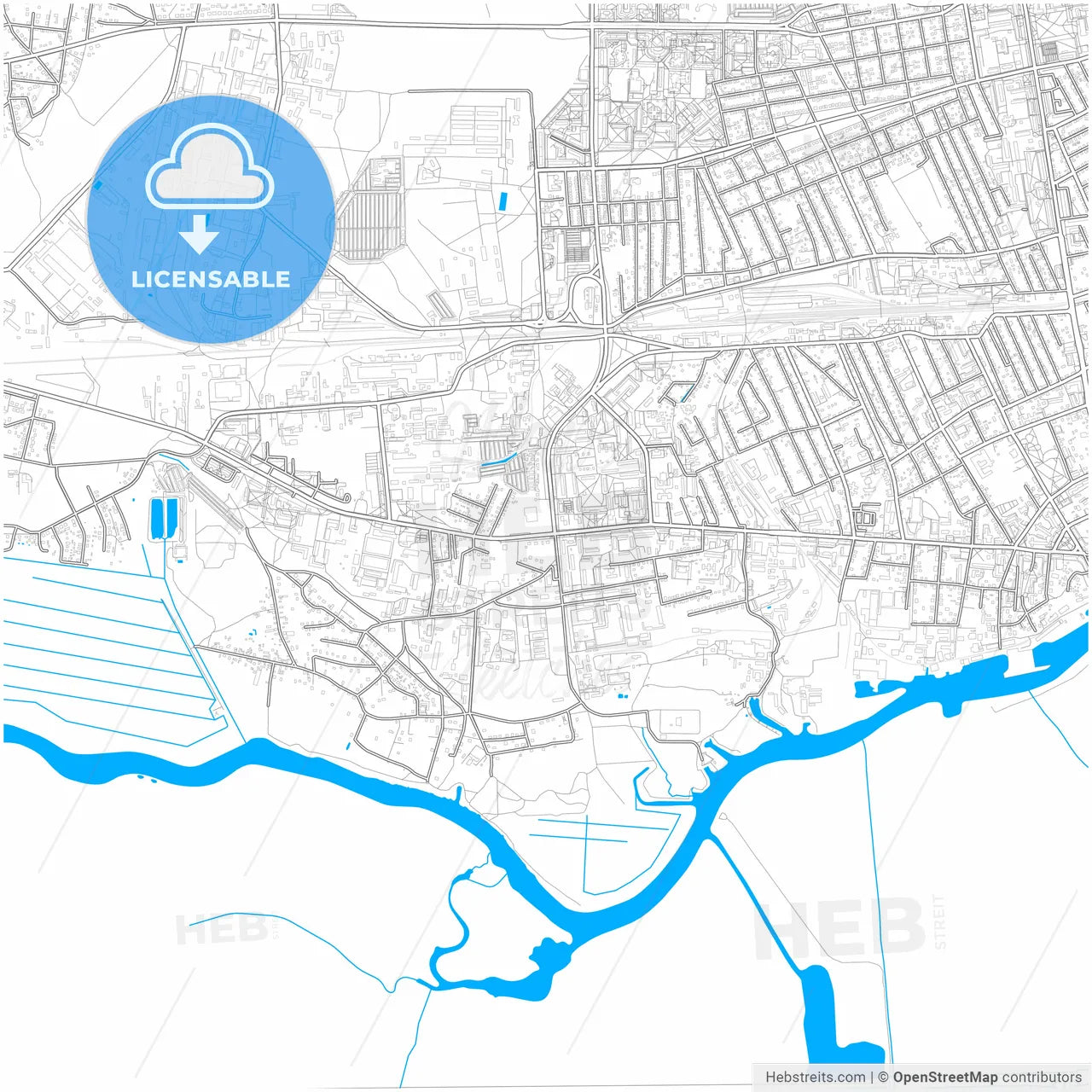 Pinsk, Voblasć, Belarus, city map with high resolution roads.