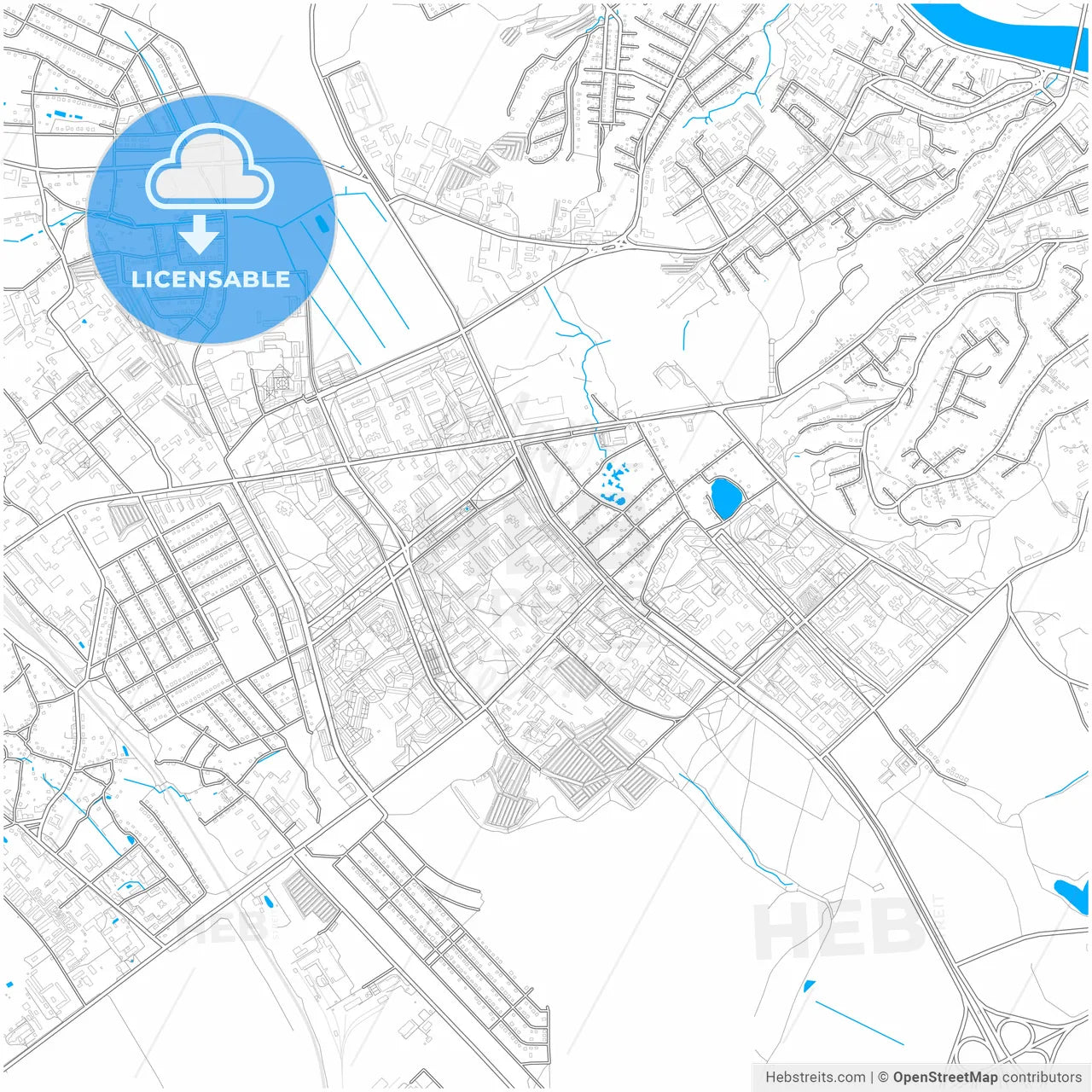 Mazyr, Rajon, Belarus, city map with high resolution roads.