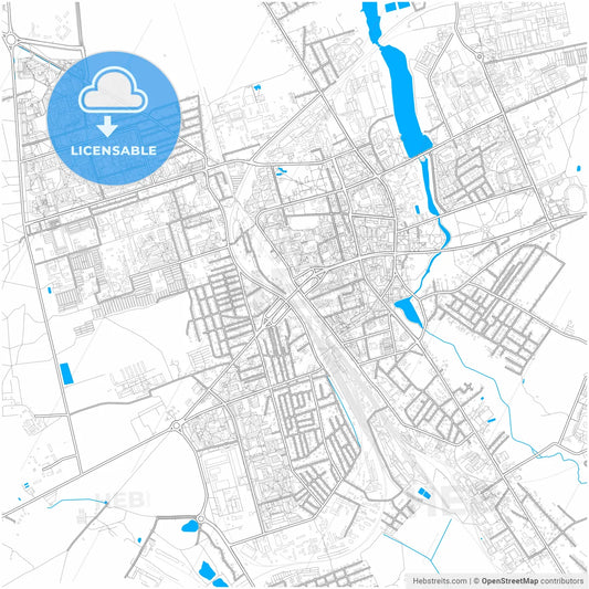 Lida, Rajon, Belarus, city map with high resolution roads.