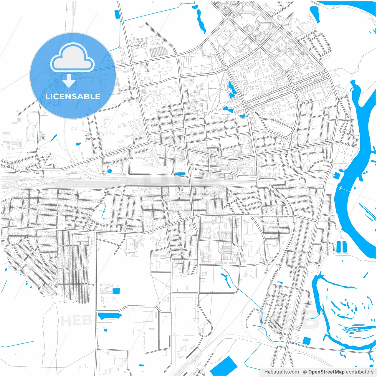 Zhlobin, Rajon, Belarus, city map with high resolution roads.