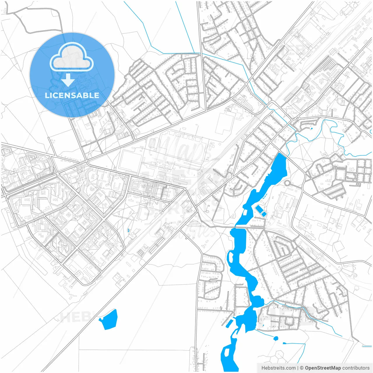 Zhodzina, Voblasć, Belarus, city map with high resolution roads.