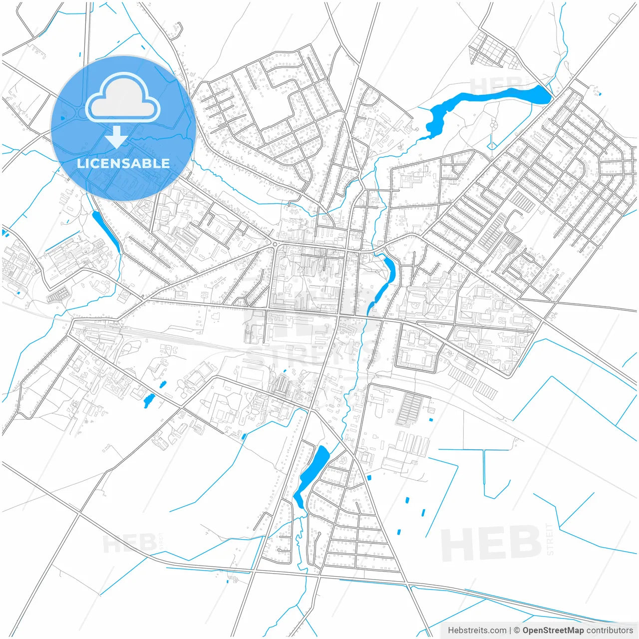 Smarhon, Rajon, Belarus, city map with high resolution roads.