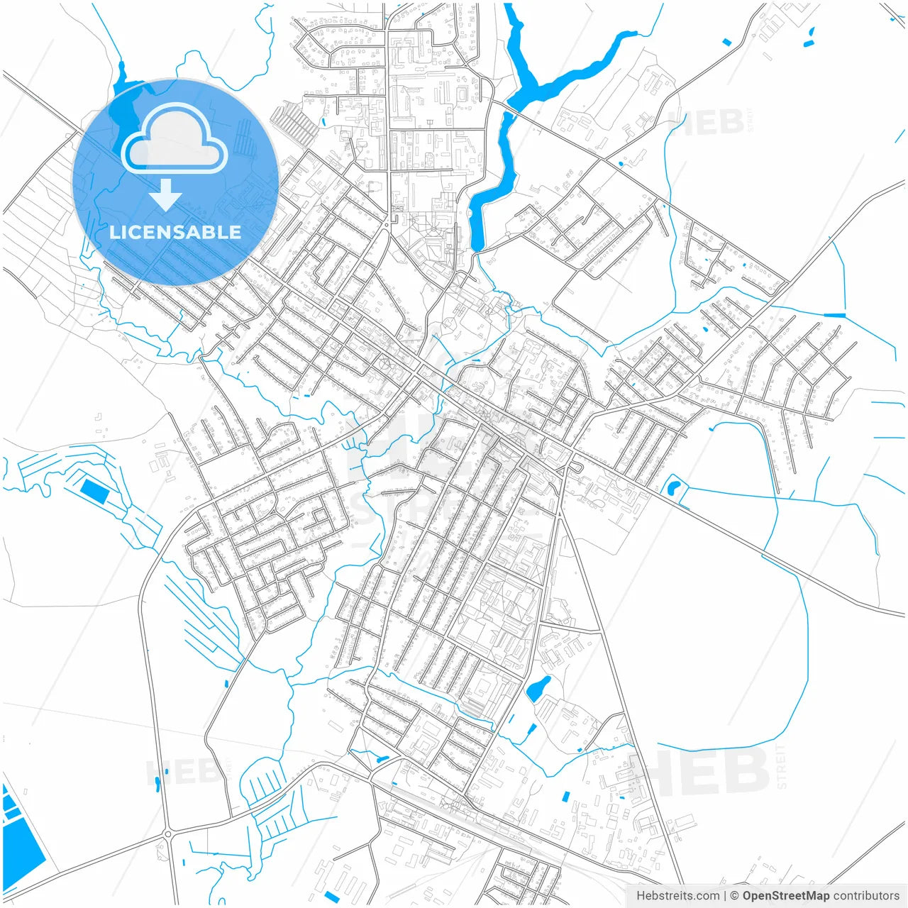 Horki, Rajon, Belarus, city map with high resolution roads.