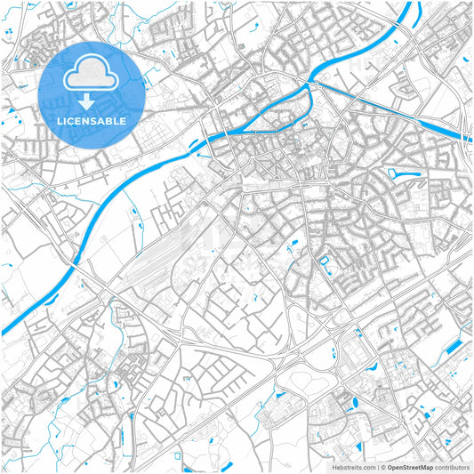 Kortrijk, West Flanders, Belgium, city map with high resolution roads.