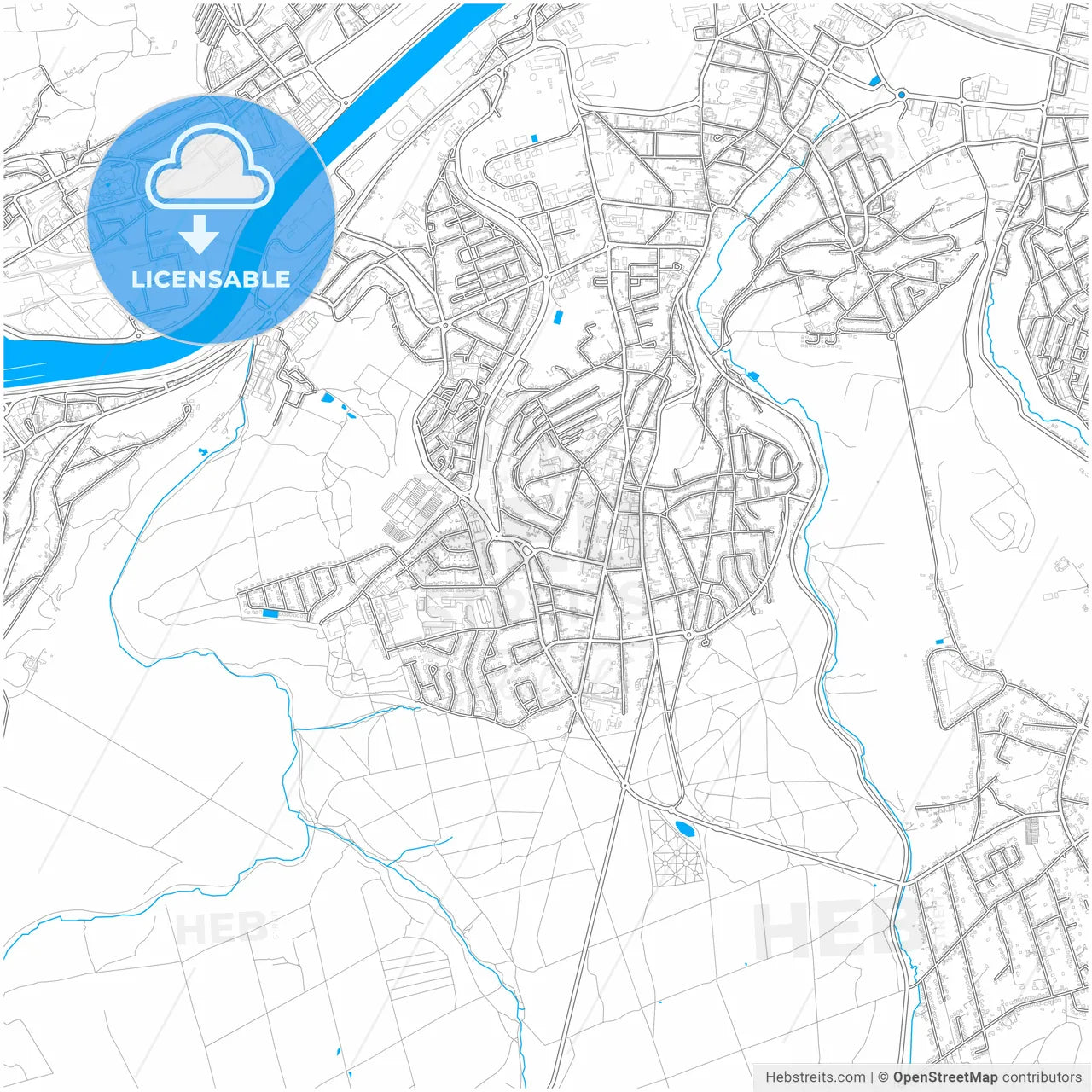 Seraing, Liège, Belgium, city map with high resolution roads.
