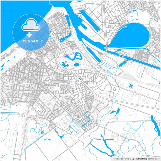 Ostend, West Flanders, Belgium, city map with high resolution roads.