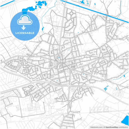 Lommel, Limburg, Belgium, city map with high resolution roads.