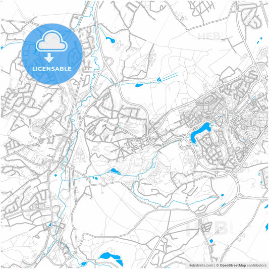 Ottignies-Louvain-la-Neuve, Walloon Brabant, Belgium, city map with high resolution roads.