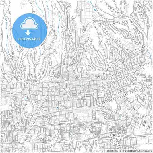 Zagreb, Croatia, city map with high resolution roads.