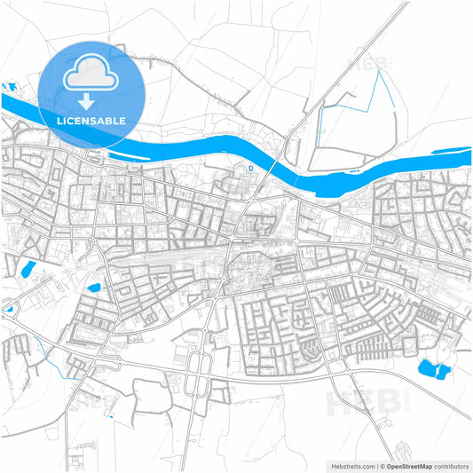Osijek, Croatia, city map with high resolution roads.