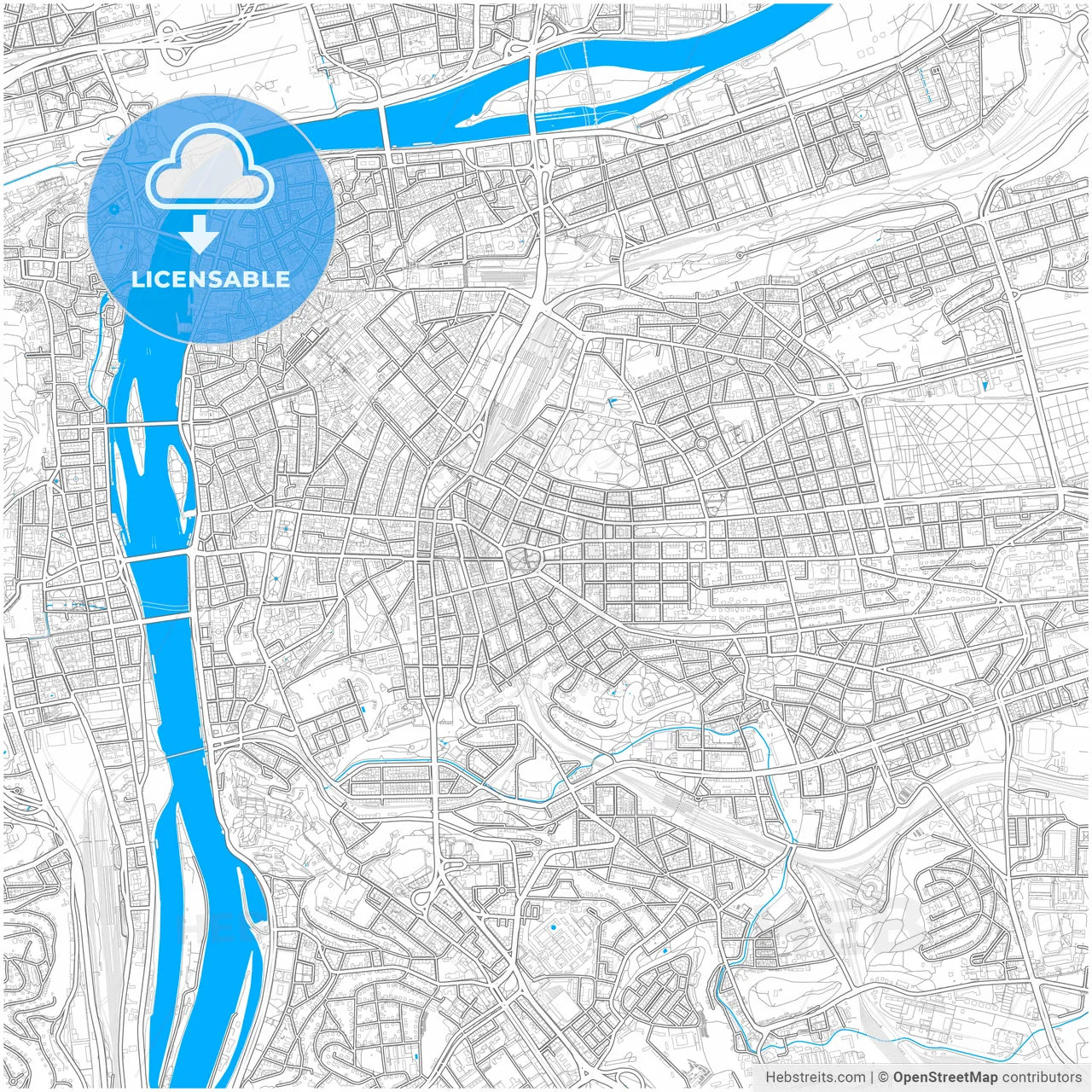 Prague, Czechia, city map with high resolution roads.