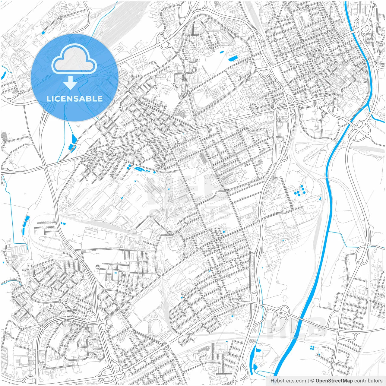 Ostrava, Czechia, city map with high resolution roads.