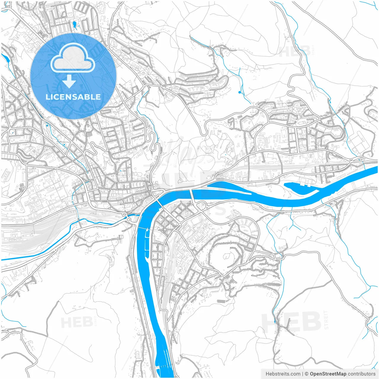 Ústí nad Labem, Czechia, city map with high resolution roads.