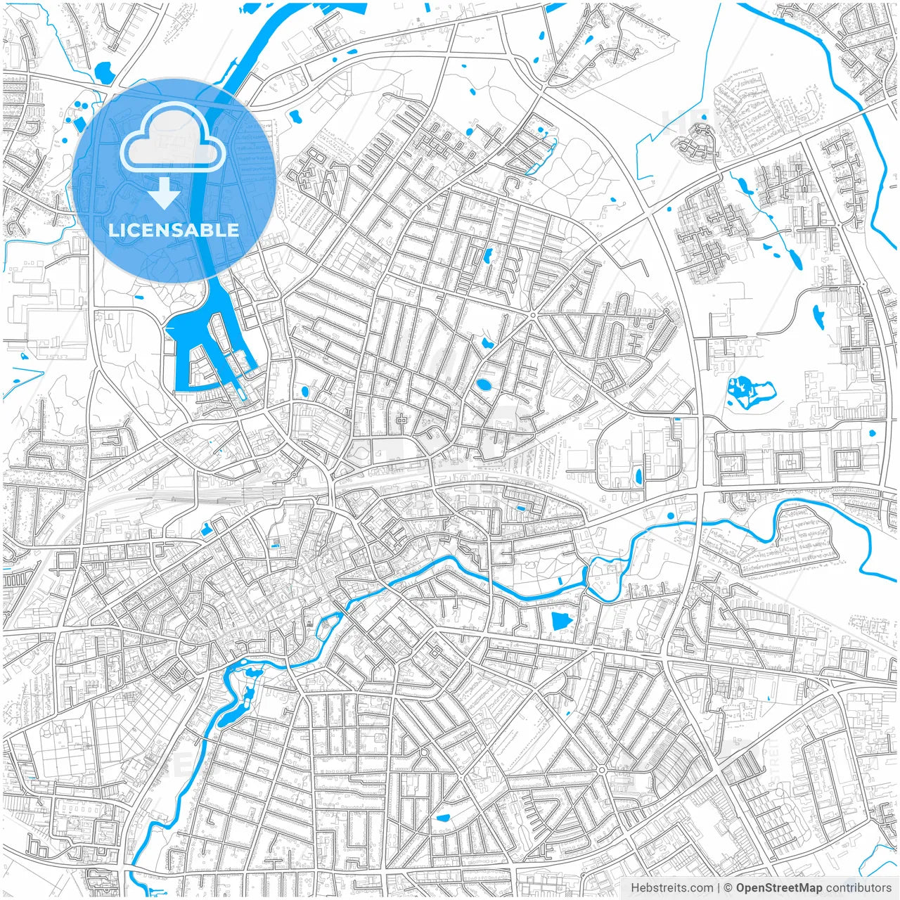 Odense Municipality, Denmark, city map with high resolution roads.