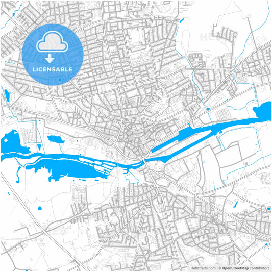 Randers Municipality, Denmark, city map with high resolution roads.