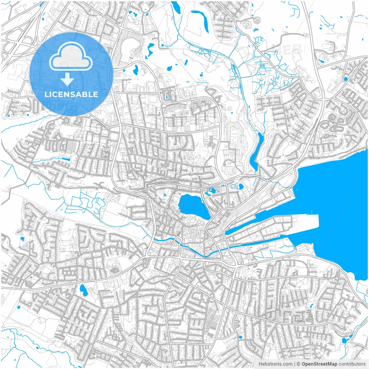 Kolding Municipality, Denmark, city map with high resolution roads.