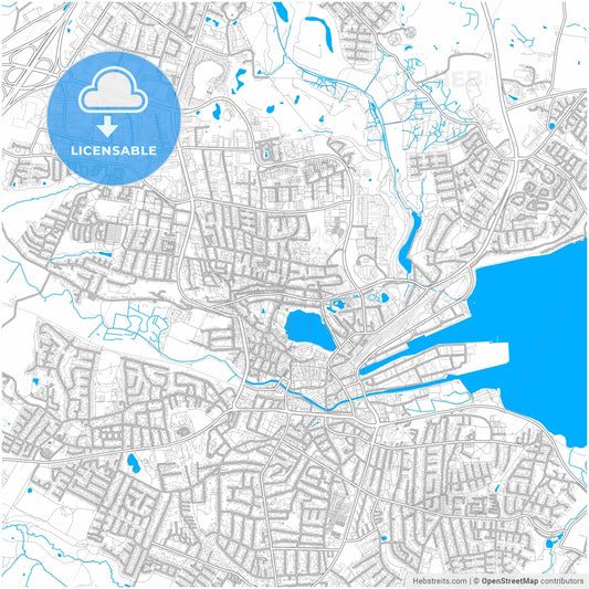 Kolding Municipality, Denmark, city map with high resolution roads.