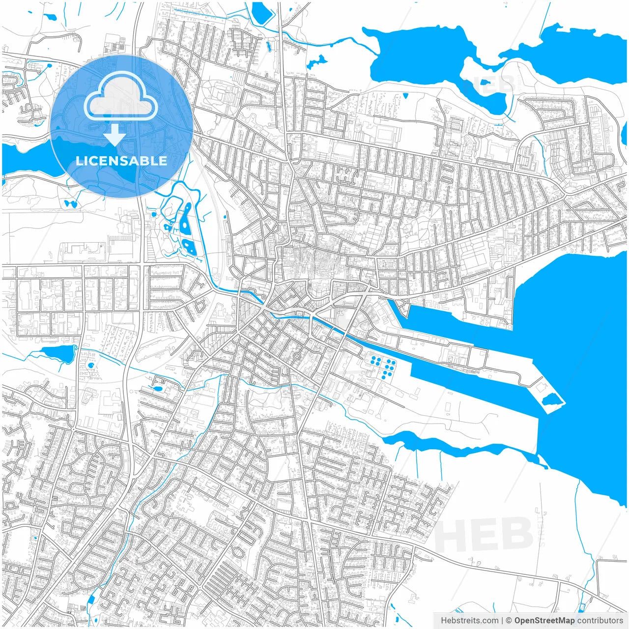 Horsens Municipality, Denmark, city map with high resolution roads.