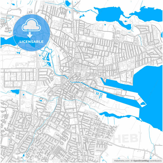 Horsens Municipality, Denmark, city map with high resolution roads.