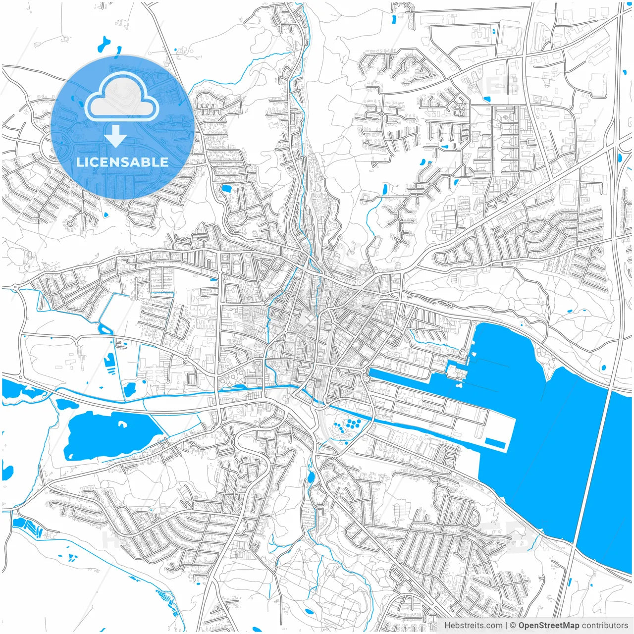 Vejle Municipality, Denmark, city map with high resolution roads.