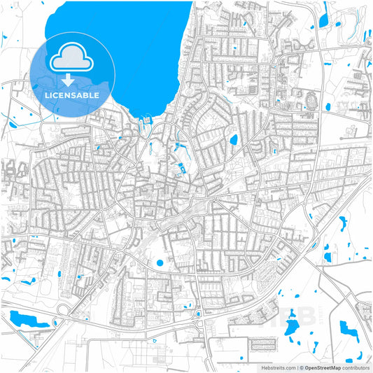 Roskilde Municipality, Denmark, city map with high resolution roads.