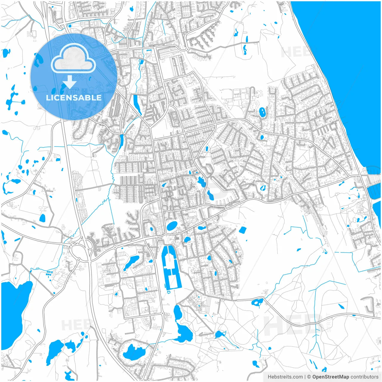Hørsholm Municipality, Denmark, city map with high resolution roads.