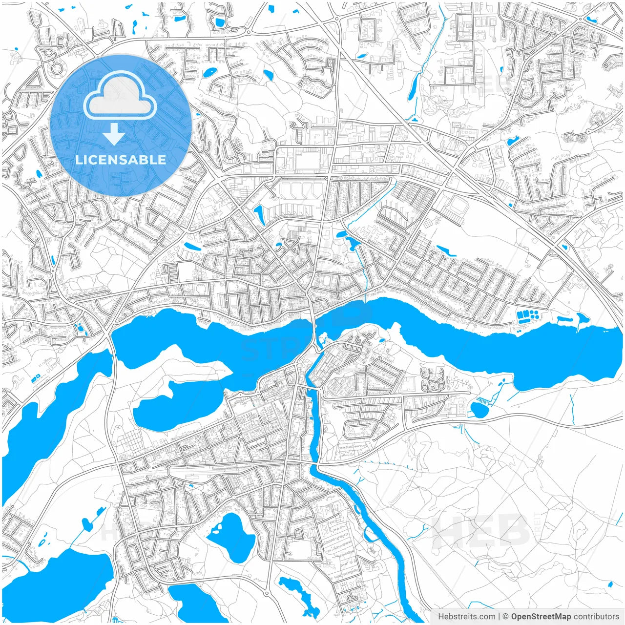 Silkeborg Municipality, Denmark, city map with high resolution roads.