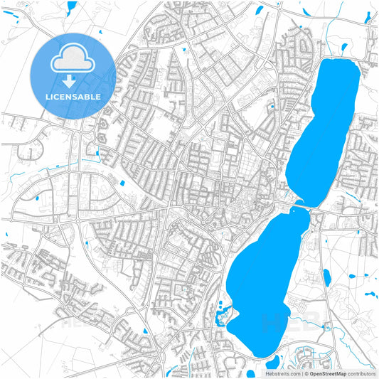 Viborg Municipality, Denmark, city map with high resolution roads.