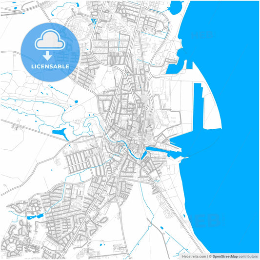 Køge Municipality, Denmark, city map with high resolution roads.