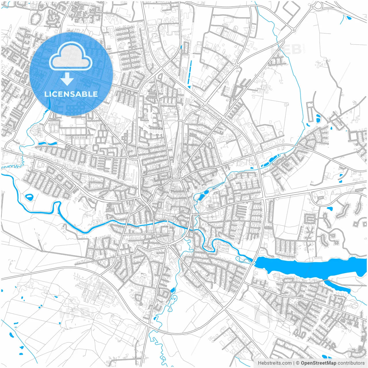 Holstebro Municipality, Denmark, city map with high resolution roads.