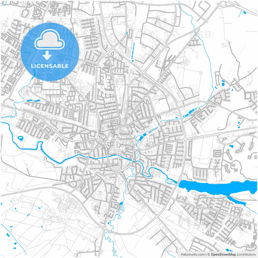 Holstebro Municipality, Denmark, city map with high resolution roads.