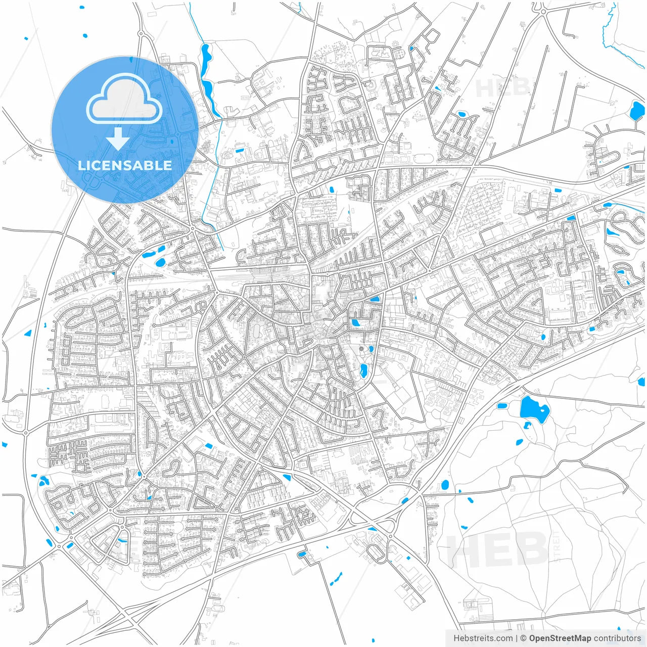 Slagelse Municipality, Denmark, city map with high resolution roads.
