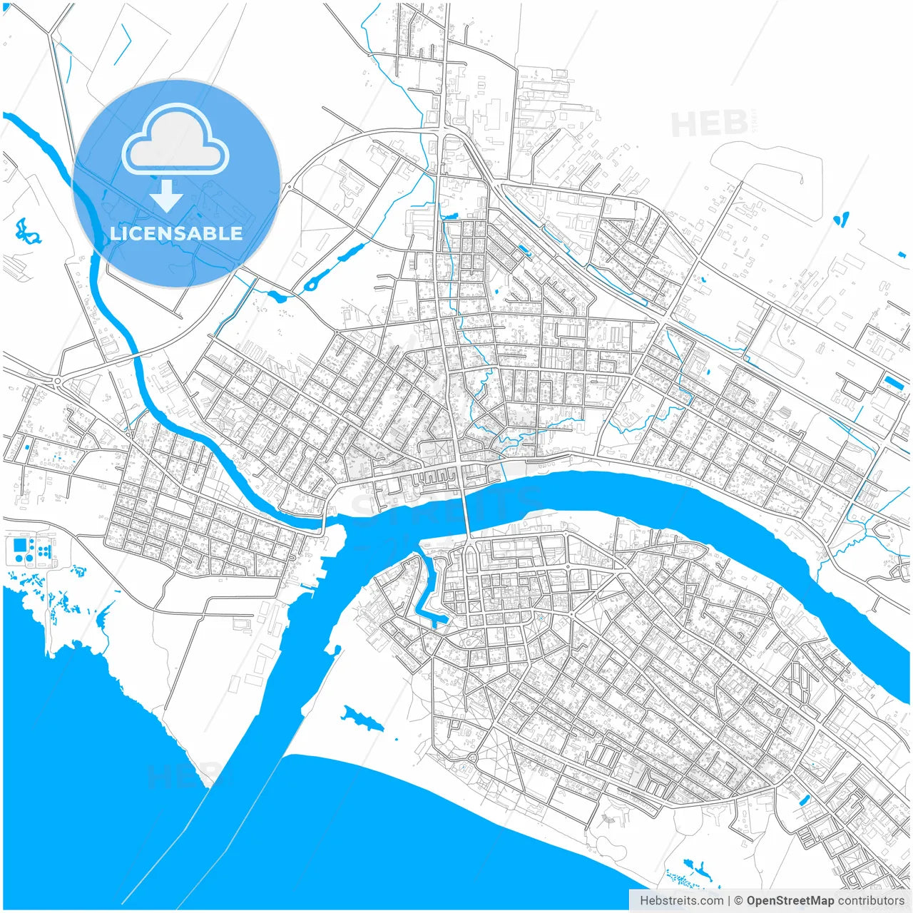 Pärnu, Pärnu, Estonia, city map with high resolution roads.